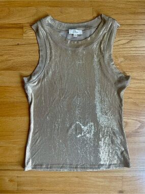 Elan Metallic Gold Sleeveless Tank Top